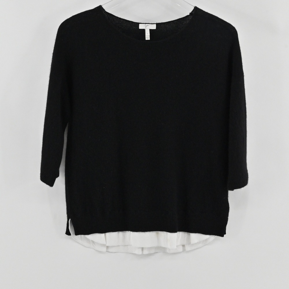Joie Layered Hem Sweater Womens Size S Black Wool Cashmere Pullover‎ Minimalist
